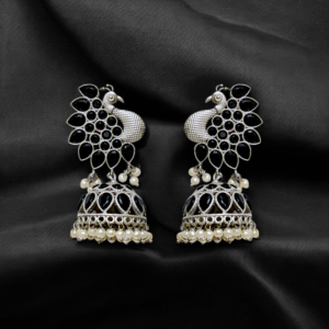 Black Peacock Jhumka Bells (small jhumka)
